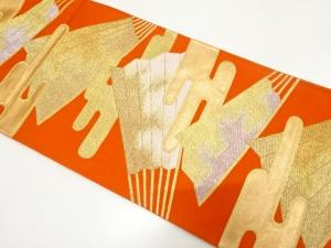 アンティーク　扇にヱ霞模様織り出し袋帯（着用可）